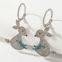 Cute Diamond Rabbit Earrings Fashion Personality Cartoon Jade Rabbit Animal Earrings main image 1