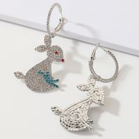 Cute Diamond Rabbit Earrings Fashion Personality Cartoon Jade Rabbit Animal Earrings main image 5