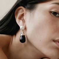 Fashion Black Resin Drop Pearl Earrings European And American Retro Earrings Female main image 3