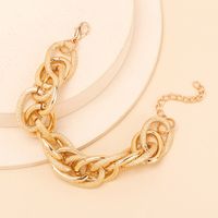 Personalized Golden Exaggerated Aluminum Chain Choker Necklace Bracelet Combination Set Wholesale main image 4