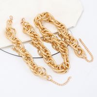 Personalized Golden Exaggerated Aluminum Chain Choker Necklace Bracelet Combination Set Wholesale main image 6