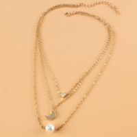 European And American Fashion Alloy Star Moon Pearl Pendant Necklace Jewelry Wholesale main image 5