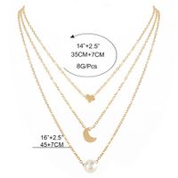 European And American Fashion Alloy Star Moon Pearl Pendant Necklace Jewelry Wholesale main image 1