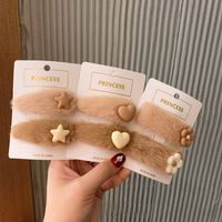 Korean Version Of Children's Hair Accessories Autumn And Winter Plush Bb Clip Cute Bear Side Clip Frosted Love Hairpin main image 4