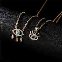 Aogu Cross-border Supply  Hot Sale Copper Micro Inlaid Zircon Ornament Gold Small Eye Pendant Necklace For Women main image 2