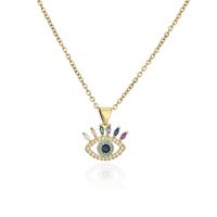 Aogu Cross-border Supply  Hot Sale Copper Micro Inlaid Zircon Ornament Gold Small Eye Pendant Necklace For Women main image 5