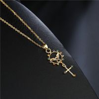 Fashion Copper-plated Real Gold Micro-inlaid Zircon Jewelry Cross Angel Geometric Pendant Necklace main image 3
