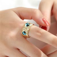 Aogu Cross-border Supply Copper Plating 18k Gold Vintage Bohemian Style Personality Owl Jewelry Open Ring main image 2