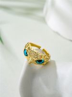 Aogu Cross-border Supply Copper Plating 18k Gold Vintage Bohemian Style Personality Owl Jewelry Open Ring main image 5