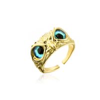 Aogu Cross-border Supply Copper Plating 18k Gold Vintage Bohemian Style Personality Owl Jewelry Open Ring main image 3