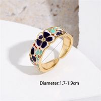 European And American Fashion Copper Micro-inlaid Zircon Jewelry New Oil Drop Flower Opening Ring Adjustable main image 5