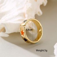 Aogu Cross-border Supply Ins Internet Celebrity Same Copper Plated Gold Rainbow Color Drop Oil Five-pointed Star Open Ring For Women main image 5