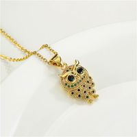 Aogu Cross-border Supply European And American Cute Fashion Owl Pendant Necklace 18k Gold Plated Copper Micro Inlaid Ornament main image 1