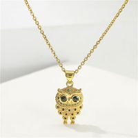 Aogu Cross-border Supply European And American Cute Fashion Owl Pendant Necklace 18k Gold Plated Copper Micro Inlaid Ornament main image 4