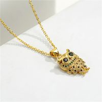 Aogu Cross-border Supply European And American Cute Fashion Owl Pendant Necklace 18k Gold Plated Copper Micro Inlaid Ornament main image 5