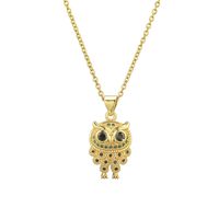 Aogu Cross-border Supply European And American Cute Fashion Owl Pendant Necklace 18k Gold Plated Copper Micro Inlaid Ornament main image 6