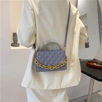 Korean Version Solid Color Messenger Square Rhomboid Embroidered Thread Shoulder Bag main image 5