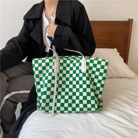 Retro Canvas Bag Checkerboard Bag Autumn Tide Fashion Portable Tote Bag main image 6