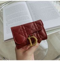 2021 Autumn And Winter New Trendy Fashion Folding Ladies Rhombus Embroidery Thread Wallet main image 1