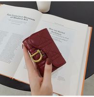 2021 Autumn And Winter New Trendy Fashion Folding Ladies Rhombus Embroidery Thread Wallet main image 5