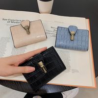 2021 New Korean Version Lock Retro Folding Stone Grain Coin Purse Wholesale main image 2