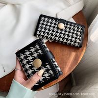 Women's Long Wallet 2021 New Three-fold Houndstooth Korean Style Student Short Wallet Japanese Folding Coin Purse main image 3