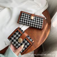 Women's Long Wallet 2021 New Three-fold Houndstooth Korean Style Student Short Wallet Japanese Folding Coin Purse main image 4