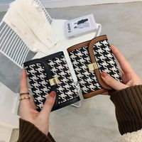 Wallet Female Thin Section 2021 New Houndstooth Short Wallet Fabric Multi-card Card Holder main image 1