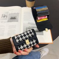 Wallet Female Thin Section 2021 New Houndstooth Short Wallet Fabric Multi-card Card Holder main image 3