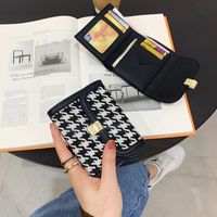 Wallet Female Thin Section 2021 New Houndstooth Short Wallet Fabric Multi-card Card Holder main image 4