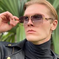 أوروبا وأمريكا الرجعية ذات العارضة المزدوجة النظارات الشمسية ذات الإطار المربع موجة الذكور 2022 النظارات الشمسية ذات الإطار الكبير الجديدة للرجال بالجملة Sunglasses main image 6