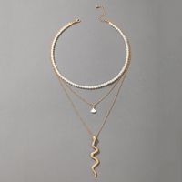 New Fashion Jewelry Pearl Scallop Snake Necklace Simple Multi-layer Necklace Wholesale main image 6