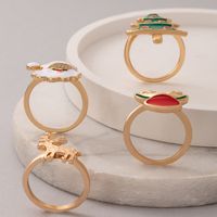 European And American Cross-border New Christmas Oil Drop Ring Four-piece Set Of Elk Geometric Ring Set main image 6