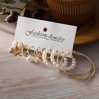 2021 Bohemian Style Women's Jewelry Alloy Butterfly Pearl Twill Earrings 5-piece Set Wholesale main image 3