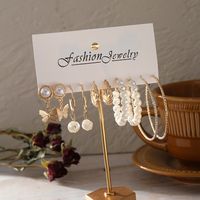 2021 Bohemian Style Women's Jewelry Alloy Butterfly Pearl Twill Earrings 5-piece Set Wholesale main image 5