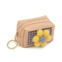 New Korean Flower Solid Color Mesh Coin Purse Zipper Mini Storage Bag Pu Leather Coin Bag Small Gift Wholesale main image 6