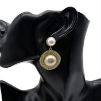 European And American Flash Diamond Exaggerated Pearl Earrings Zircon Earrings Women main image 3