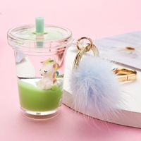 Cartoon Unicorn Milk Tea Bottle Acrylic Keychain Wholesale Nihaojewelry sku image 1