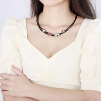 Simple Small Fresh Stainless Steel Cowhide Resin Heart-shaped Necklace Wholesale main image 6