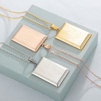 European And American New Personality Small Square Stainless Steel Electroplating Glossy Pendant Necklace main image 4