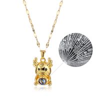 New Creative Zodiac Bull Projection Necklace Pendant Thermostone Necklace main image 1