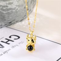 New Creative Zodiac Bull Projection Necklace Pendant Thermostone Necklace main image 3