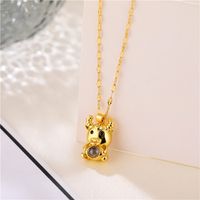 New Creative Zodiac Bull Projection Necklace Pendant Thermostone Necklace main image 6