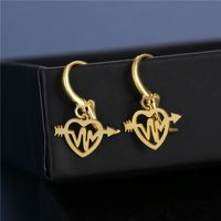 New Products Jewelry One Arrow Pierced Ear Buckle Stainless Steel Geometric Love Earrings main image 4