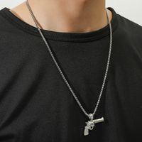 European And American Hip-hop Personality Retro Trend Revolver Pendant Necklace main image 1