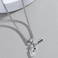 European And American Hip-hop Personality Retro Trend Revolver Pendant Necklace main image 3