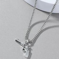 European And American Hip-hop Personality Retro Trend Revolver Pendant Necklace main image 5