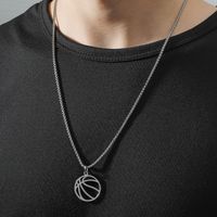 New Sports Series Stainless Steel Basketball Football Volleyball Rugby Ball Jewelry Pendant Necklace main image 5
