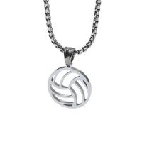 New Sports Series Stainless Steel Basketball Football Volleyball Rugby Ball Jewelry Pendant Necklace main image 6