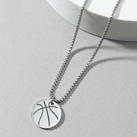 Stainless Steel Smooth Hollow Basketball Pendant Fashion Simple Titanium Steel Necklace main image 3